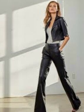 NWT SB X HD Black Leather Boot-Cut Pants - Women size 2